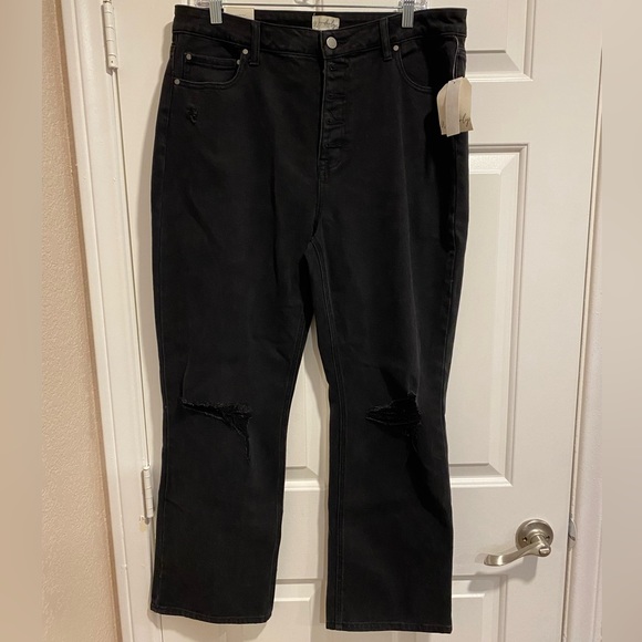 Wonderly Cropped Straight Black Rinse Wash Sleek Sculpt Jeans Size 16 NWT - Picture 3 of 16